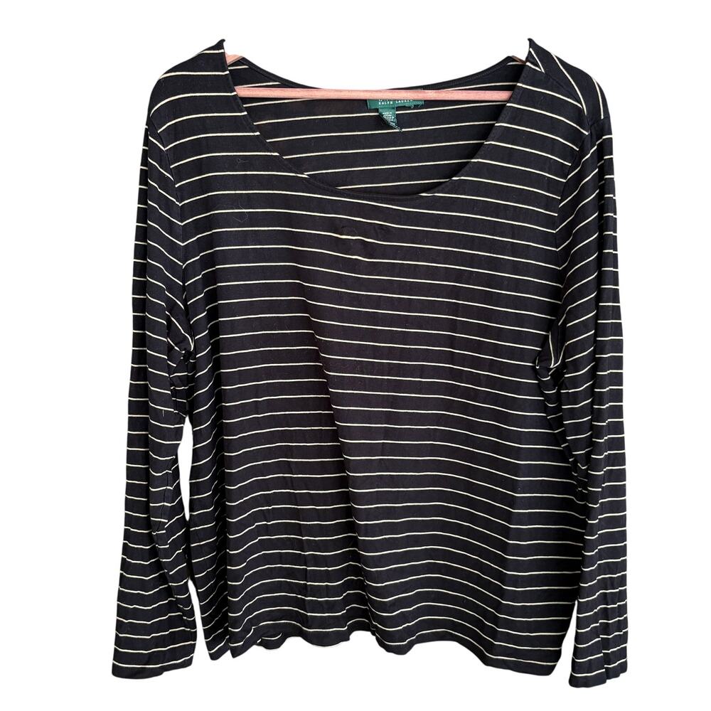 Ralph Lauren Striped Tee XL Black White Academia Prep Capsule Nautical